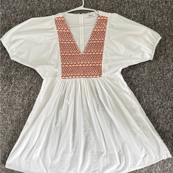 Madewell Dresses & Skirts - Madewell White Dress Coastal Cowgirl embroidery Accents Vey Cottagecore Flowy